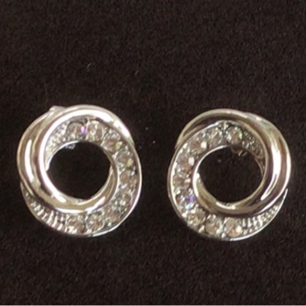 NIC & SYD Swarovski Crystal Rhodium Knot Pierced Earrings